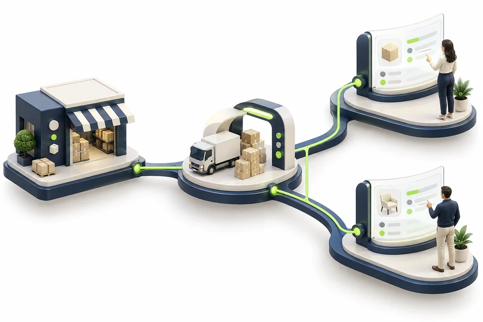 A supplier and service relate to two orders and their responsible people.